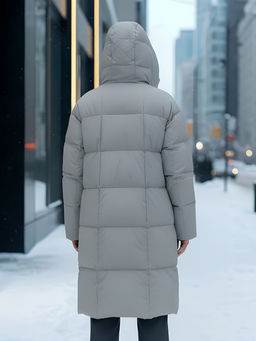 Пальто зимнее утепленное с капюшоном женское серого цвета 7741Sr Бренд: Visdeer фото 2
