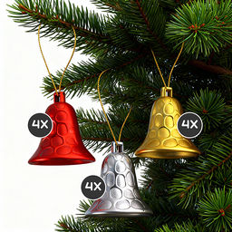 Новогоднее украшение "Колокольчики" (12шт х 4см)