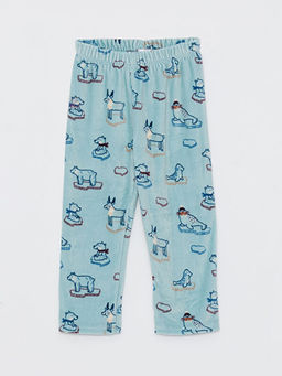 Polo Yaka Uzun Kollu Bask?l? Kadife Erkek Bebek Pijama Tak?m? - Waikiki фото 3