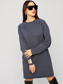 Женское платье с рукавом реглан из футера 2-х нитки графит ВП-11 (33)
