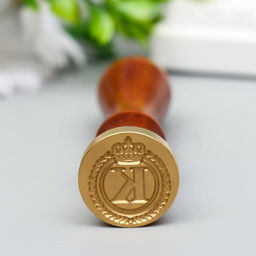 Печать для сургуча с деревянной ручкой «Корона с буквой K», 9×2.5×2.5 см