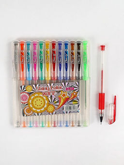 Набор гелевых ручек, 12 цветов, с блестками, с резиновым держателем, в пластиковой коробке - Simaland фото 9