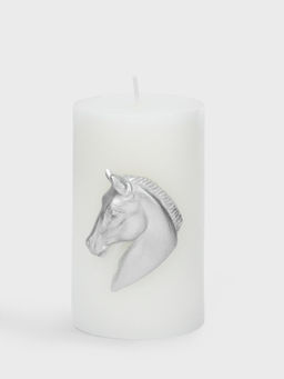 Свеча, 10 см, цилиндрическая, серебристая, Лошадь, Horse