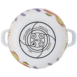 КАСТРЮЛЯ AGNESS ЭМАЛИРОВАННАЯ С ЭМАЛ.КРЫШКОЙ СЕРИЯ ПРОВАНС ЛИМОНЫ 2.8 Л, 20*12 СМ фото 4