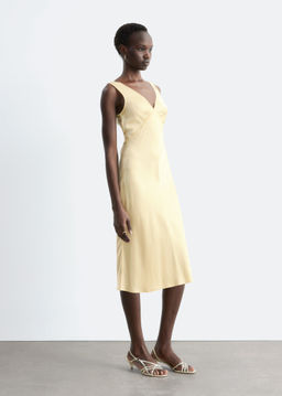 Vestido midi lencero con escote en pico - H&m фото 6