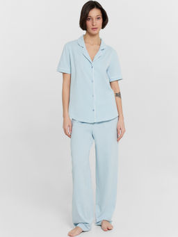 Пижама женская голубая в полоску голубая дымка 592523-1