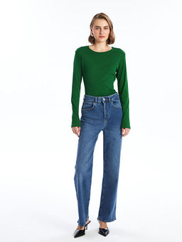 Bisiklet Yaka D?z Uzun Kollu Kad?n Body