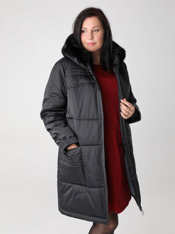 Еврозима! 24321 Пальто дем. черный - Dizzyway фото 3