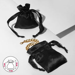 Цена за 28 шт. Мешочек подарочный атласный с лентой, 7×9 см, фасовка 50 шт., чёрный