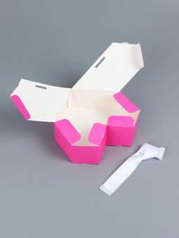 Цена за 5 шт. Подарочная коробка - сердце, самосборная, розовая, с лентой, 17?17?6 см