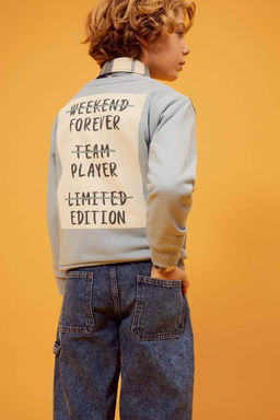 Толстовка с принтом для мальчиков с круглым вырезом на спине