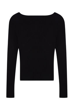 Siyah Merserize Gorunumlu Premium Iplik/Ozel Iplik Kurdele/Fiyonk Detayl? Triko Kazak TWOAW25KZ00207 - Trendyolmilla фото 7