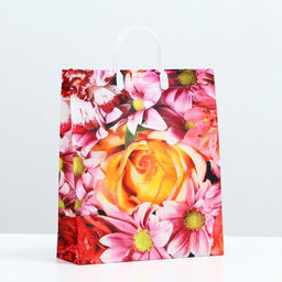 Цена за 10 шт. Пакет «Цветочная фантазия», мягкий пластик, 37×32 см, 120 мкм