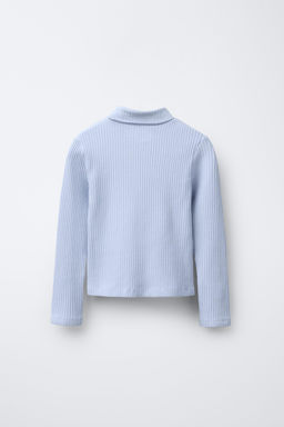 RIBBED TURTLENECK T-SHIRT WITH STUDS - Zara фото 2