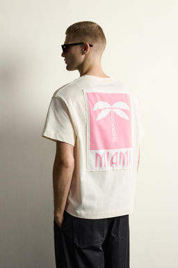 CAMISETA RELAXED FIT PARCHE MIAMI / Blanco - Zara фото 3