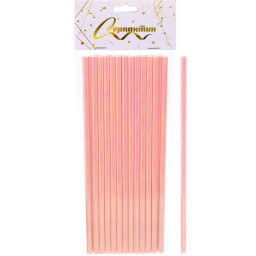 Трубочка для коктейля "Волшебство" 19,5 см d-6 мм (набор 25 шт), Розовый