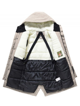 Парка зимняя подростковая для мальчика с капюшоном бежевого цвета 9539B - Mtforce фото 10