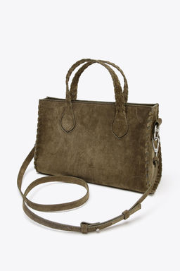 BRAIDED SPLIT SUEDE CITY BAG - Zara фото 6