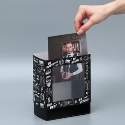 Цена за 5 шт. Коробка-фоторамка подарочная складная, упаковка, «Мужская», 14×14×8 см