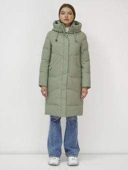 Куртка зимняя с капюшоном удлиненная стеганная зеленого цвета 9650Z - Mtforce фото 9