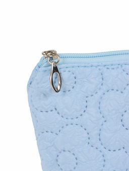 Косметичка женская «Цветочки», на молнии, ручка из бусин, голубая