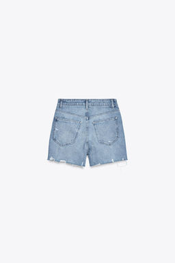 HIGH-WAIST CROSSOVER WAIST TRF MOM FIT DENIM BERMUDA SHORTS - Zara фото 22
