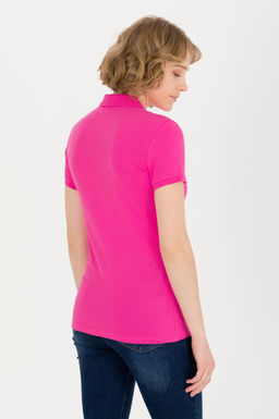 U. S. Polo Assn Женская базовая футболка цвета фуксии с воротником-поло - U.s. polo assn фото 5