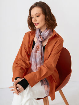 Большой, мягкий, тонкий и очень нежный двусторонний палантин с рисунком в стиле арт-деко - Tantino фото 6