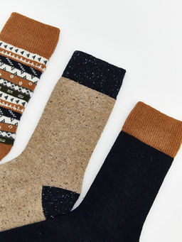 Desenli Y?n Kar???ml? Erkek Soket ?orap 3l?