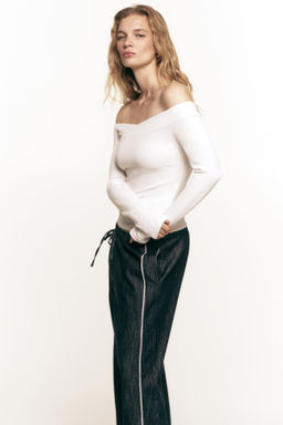Pantal?n denim con cord?n de ajuste - H&m фото 3