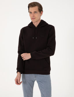 Koyu Kahverengi 2 _plik Regular Fit __i Polarl_ Kap__onlu Basic Sweatshirt