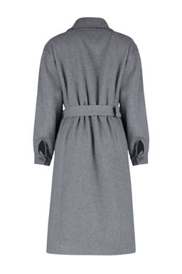 Trendyolmilla Ac?k Gri Regular Kemerli Kaban TWOAW20KB0029 фото 11