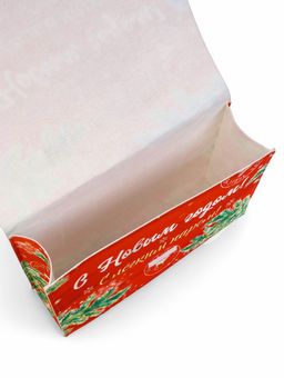 Набор для бани с принтом С новым годом!, 5 предметов: шапка, рукавица, тапочки, коврик, войлок, красный, Банная забава  фото 19