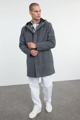 TRENDYOL MAN Antrasit Regular Fit K?sl?k Yun Kar?s?ml? Kapusonlu Kase K?sl?k Kaban TMNAW25KB00001 - Trendyolmilla фото 2