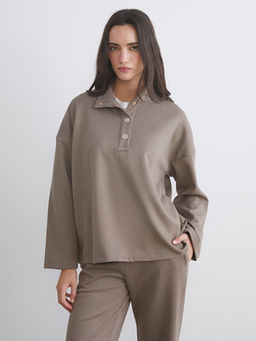 Dik Yaka Oversize Kad?n Sweatshirt