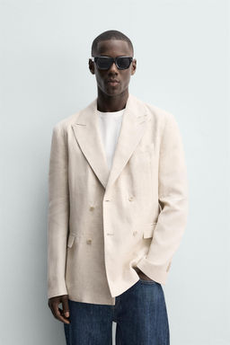 BLAZER CRUZADA 100% LINO / Beige claro - Zara фото 2