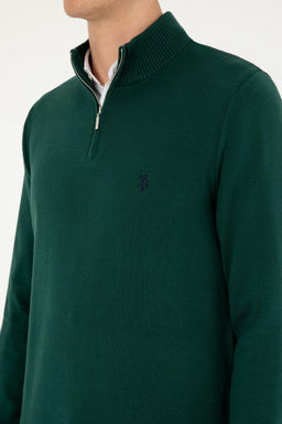 Мужской темно-зеленый базовый свитер - U.s. polo assn фото 14