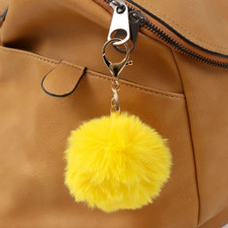 Брелок для ключей на кольце на карабине Пушистик. Смайл, на сумку, рюкзак, жёлтый, 8?8 см - Simaland фото 2