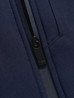 Ветровка мужская софтшелл виндстоппер с капюшоном спортивная темно-синего цвета 9615_1TS