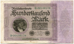 Банкнота 100000 марок 1923 года Германия