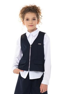 Синий школьный жилет для девочки Mooriposh, модель 1115 фото 3