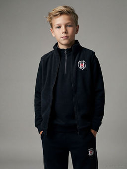 Dik Yaka Be?ikta? Bask?l? Polar Erkek ?ocuk Yelek