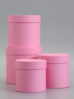 Набор шляпных коробок  4 в 1 "Розовый" 18 × 18 ‒14 × 14 см