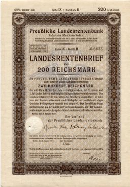 Облигация 4,5% 200 рейхсмарок 1937 года Германия