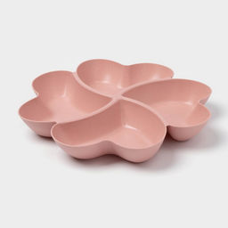 Менажница 4 секции «Сердце», 22.5×3 см, розовая/бежевая