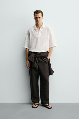 CAMISA POLO FLUIDO JACQUARD / Blanco