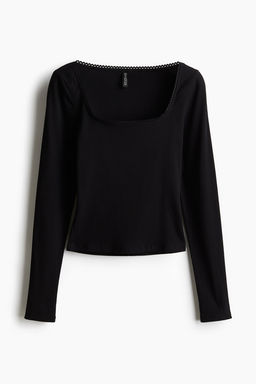 Top de algodon con ribete de picot - H&m фото 4