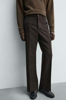PANTAL?N FLARE FIT 100% LANA / Chocolate - Zara фото 5
