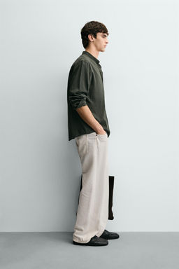 CAMISA EFECTO ARRUGADO / Khaki oscuro - Zara фото 4