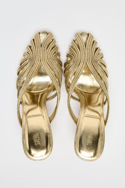 METALLIC STILETTO HEEL SANDALS - Zara фото 5